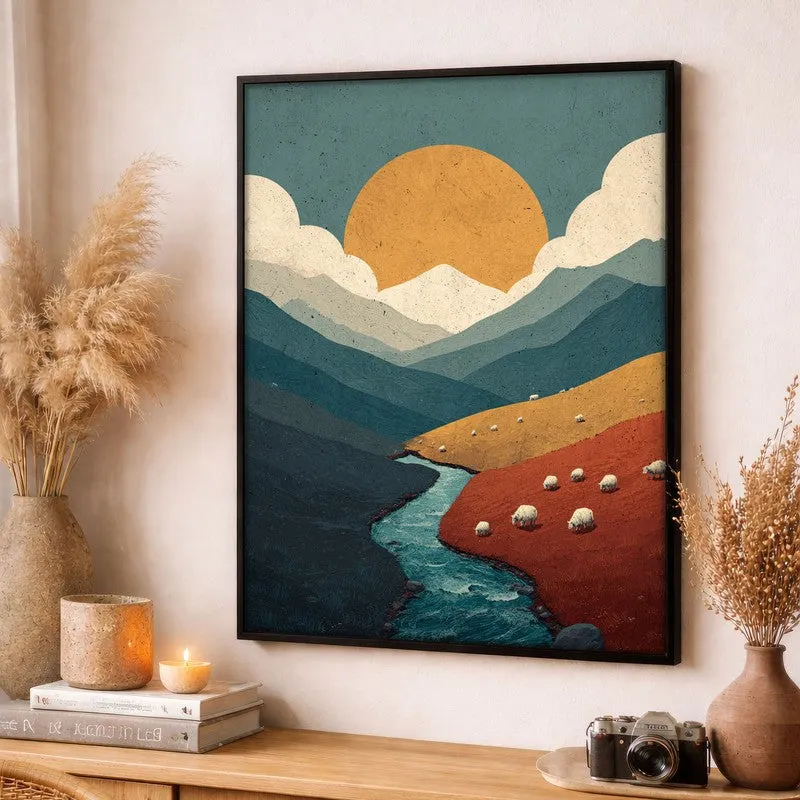 Suncrest Valley Canvas Wall Painting - Black Frame media 3