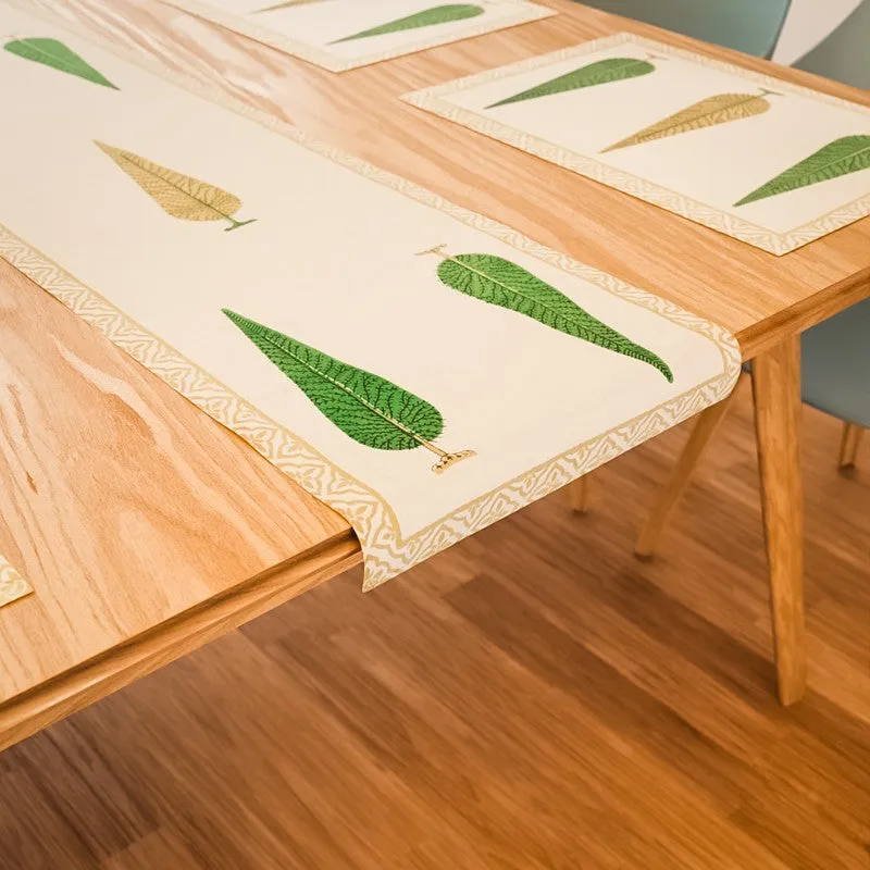Tropical Leaf Cotton Table Linen Set (Brown) - Seven Piece Set media 6