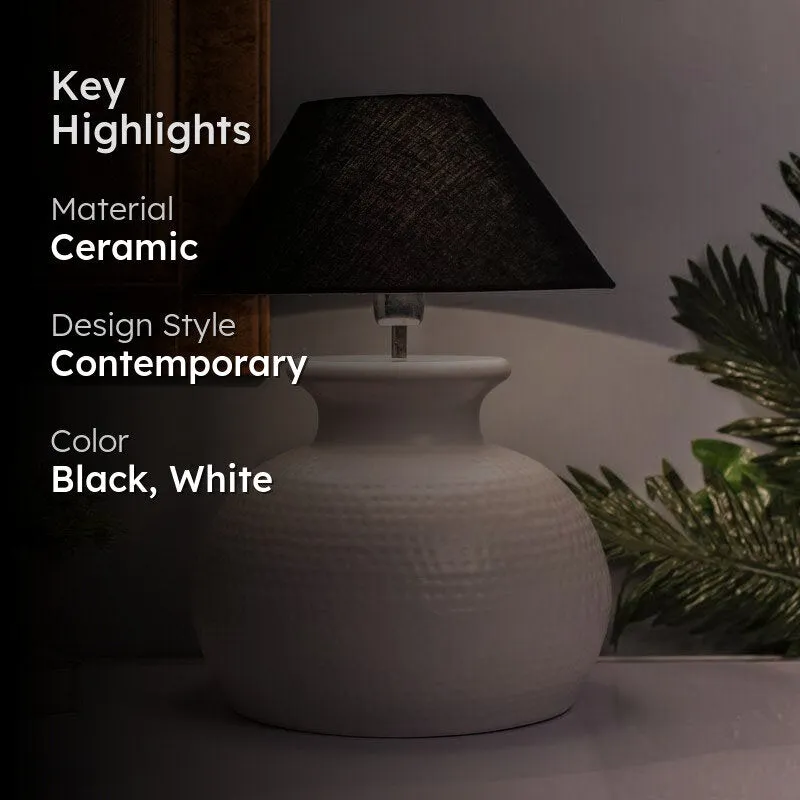 Gleam Quest Ceramic Table Lamp - Black,White media 2