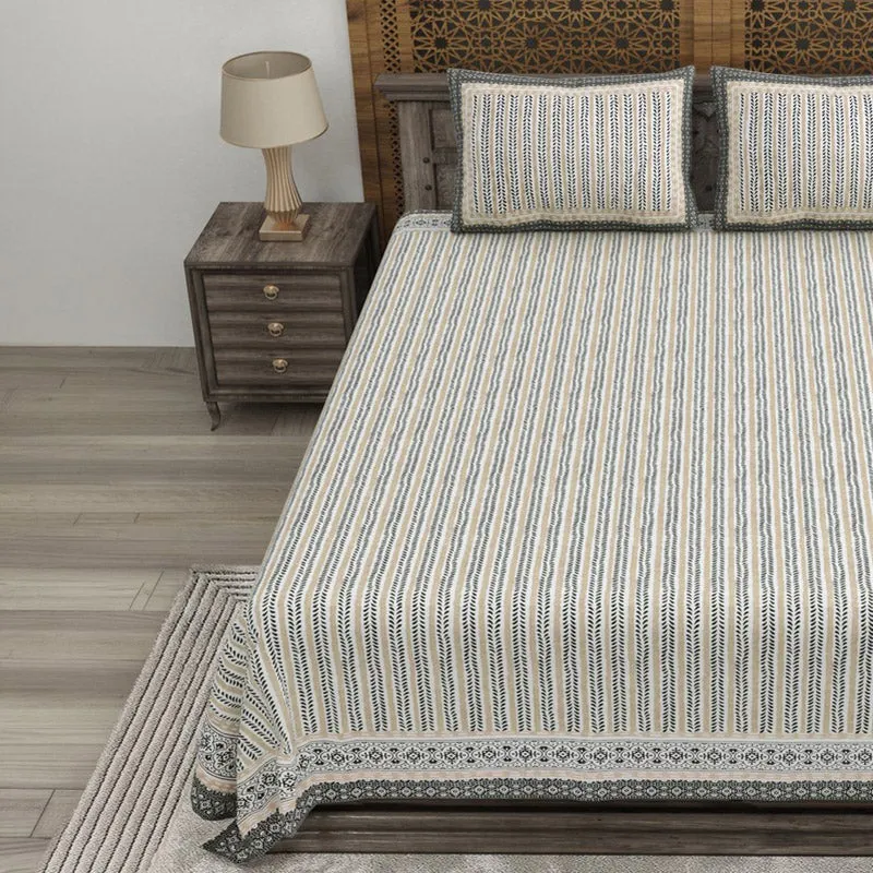 Formis Cotton Bedsheet (Grey,Beige) - 240 TC media 3