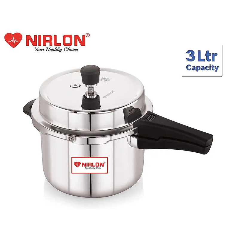 Nirlon Steel Shine Pressure Cooker - 3000 mL/ 8 Inches media 1