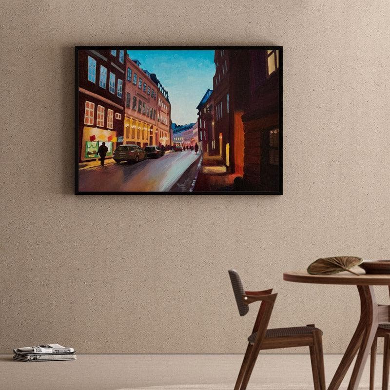 Vestergade Canvas Wall Painting - Black Frame