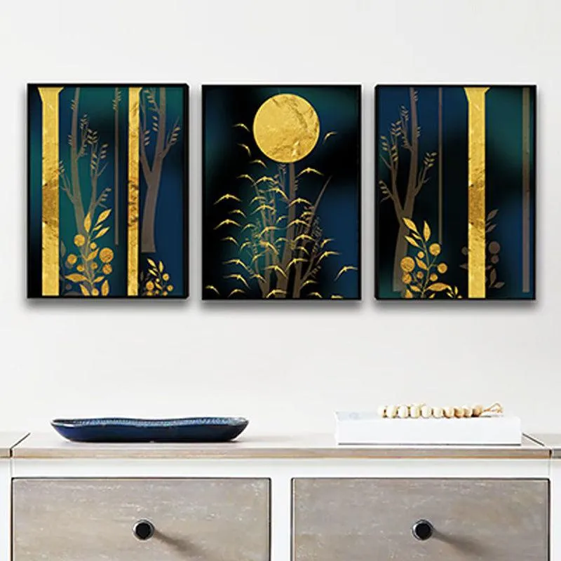 Moonlit Mist Wall Painting - Set Of Three media 1