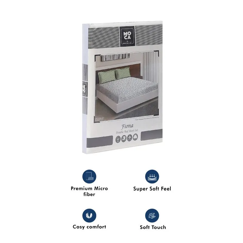 Monte Carlo Fleurish Cotton Bedsheet (White,Green) - 104 TC media 10