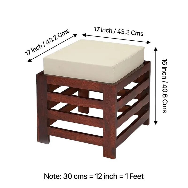 Tavex Sheesham Wooden Bench with Stool (White) - Two Piece Set media 9