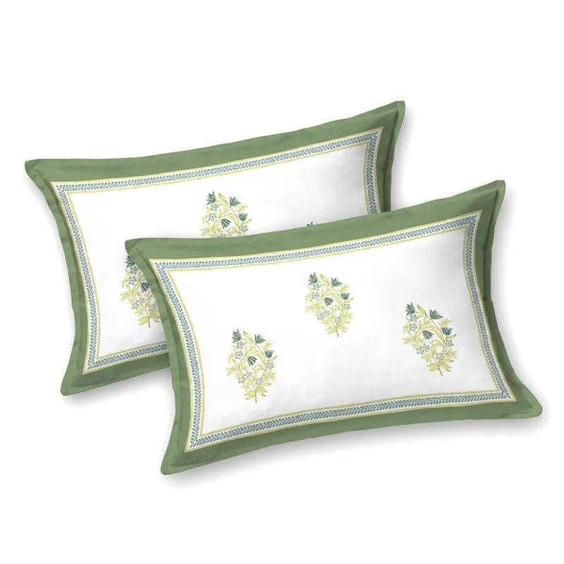 Rang Flow Cotton Bedsheet (Parrot Green,White) - 120 TC media 4