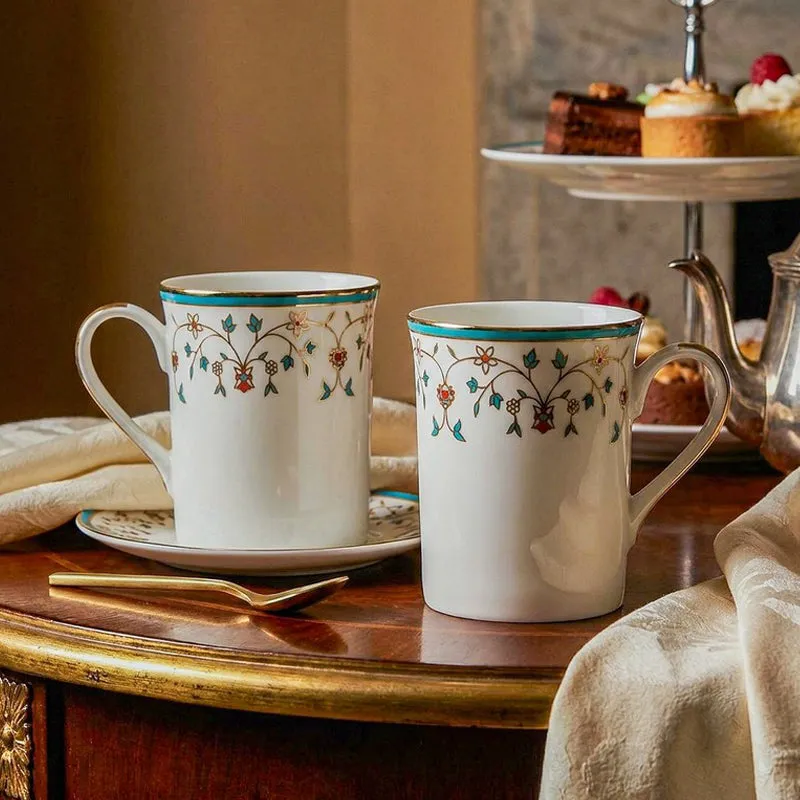 Gilded Mavi Classic 24k Gold Brushed Porcelain Coffee Mug (300 mL Each) - Set Of Four media 3