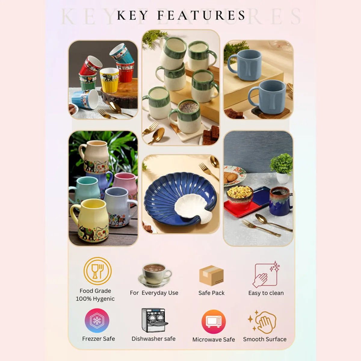 Promotional key features graphic collage