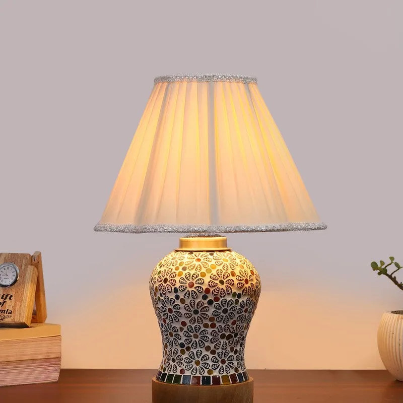 Santora Pleated Wooden Table Lamp - Multicolor media 3