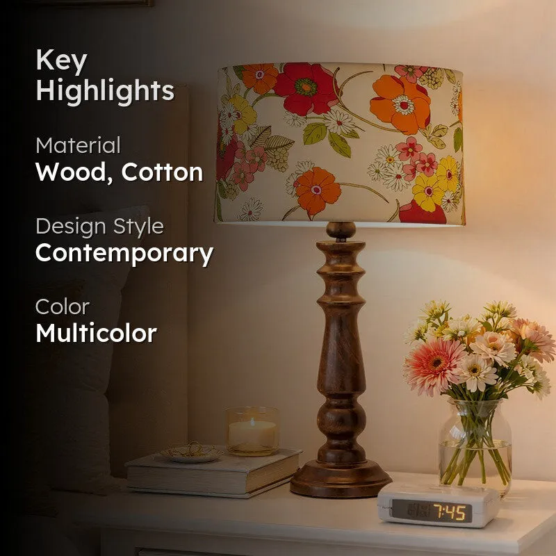 FloralFlare Glow Wooden Table Lamp media 2