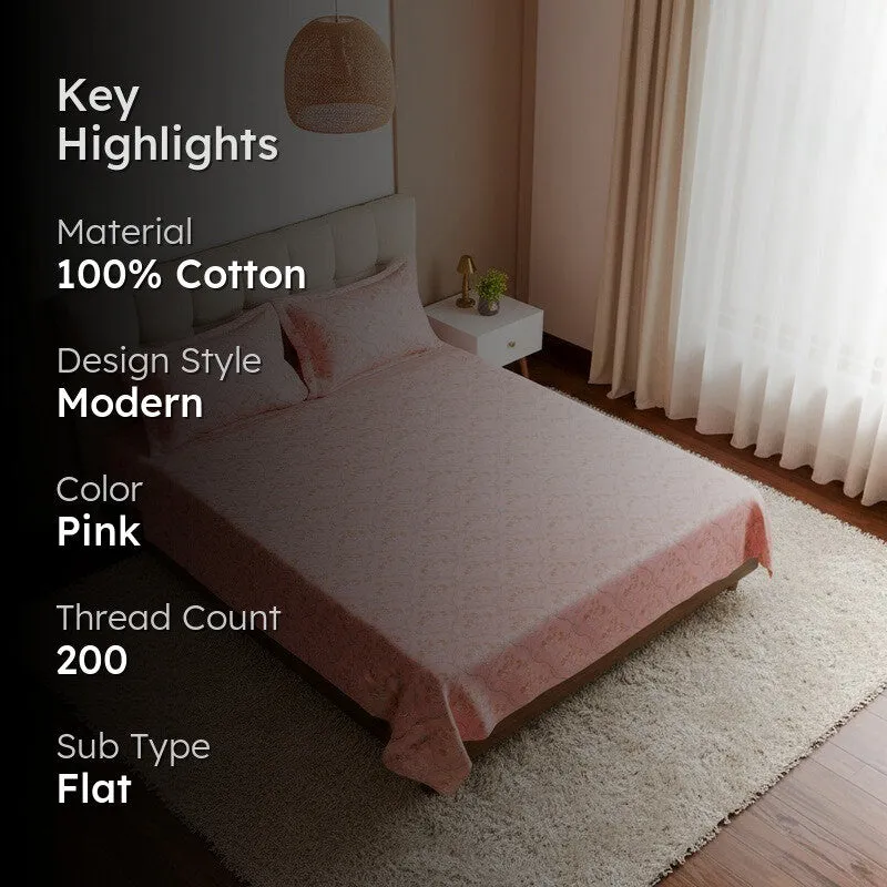 Rajsi Floral Cotton Bedsheet (Pink) - 200 TC media 2