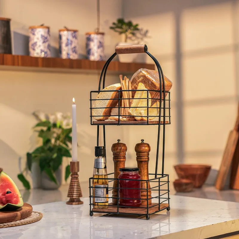 IronHarvest Metal Two-Tier Fruit Basket media 1