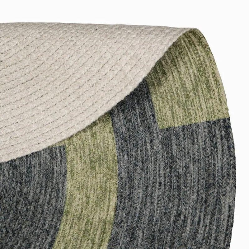 Estro Round Cotton Rug - Green & Grey media 4