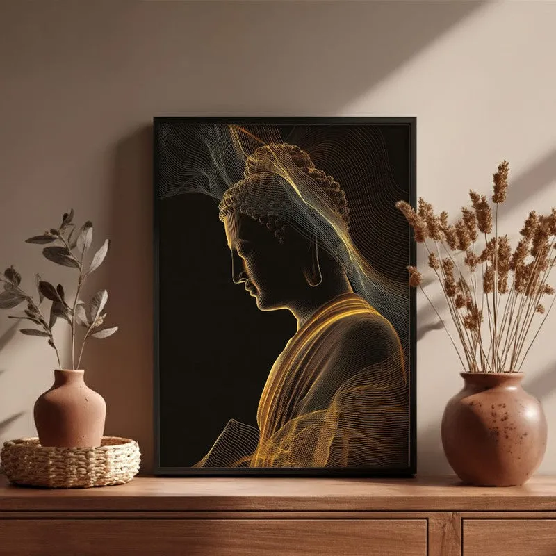 Illuminated Stillness Buddha Archival Paper Wall Painting With Black Frame media 6