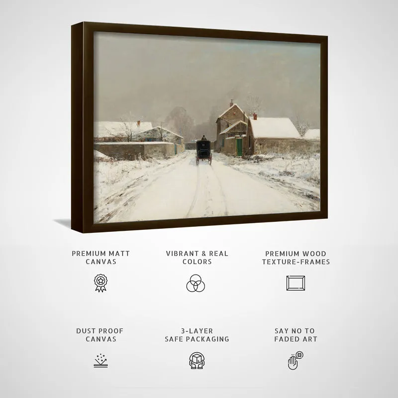 Winter Village Wood Wall Art With Frame - Black media 5