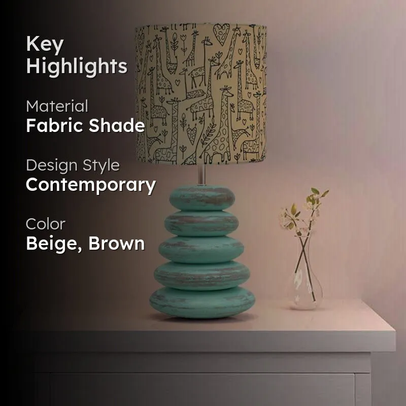 Tall Tales Blue Wood Fabric Table Lamp - Beige,Brown media 2