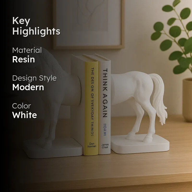 Classic Horse Design Book End - White media 2