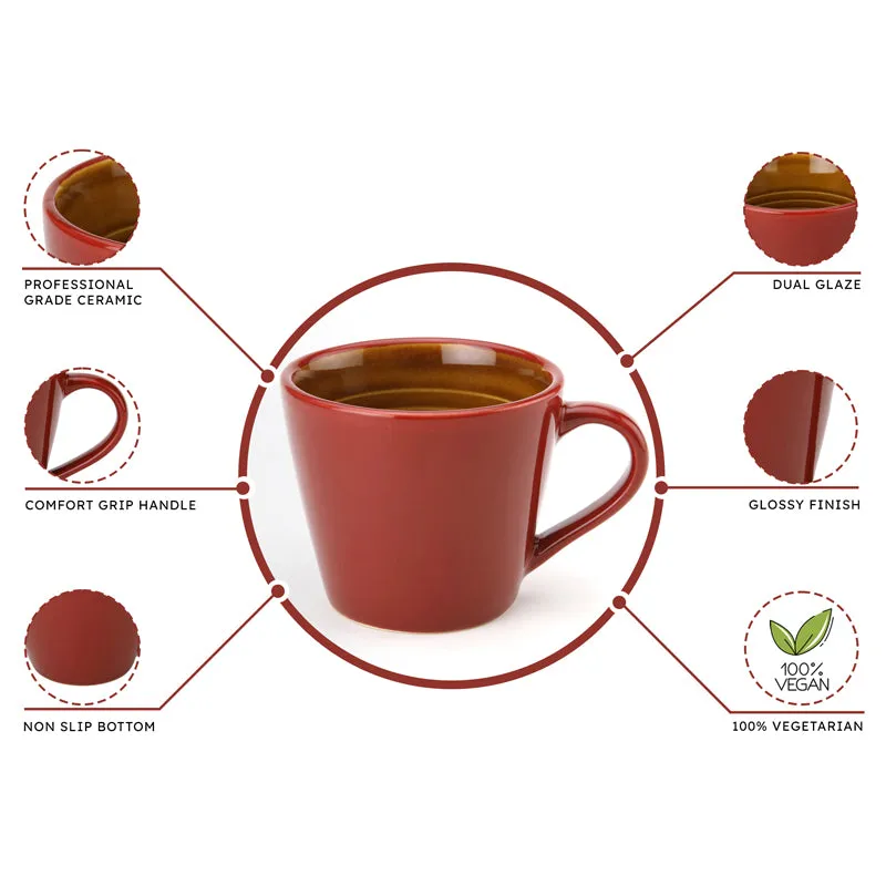 Karvaa Ceramic Tea Cup (175 mL Each)/Red)- Set of Six media 6