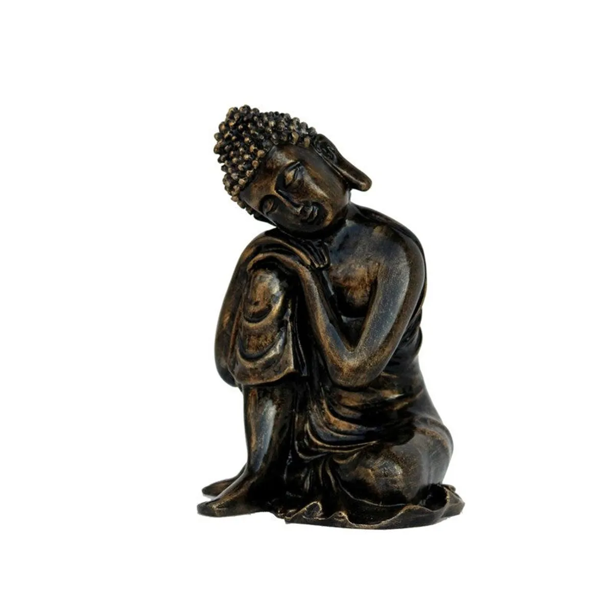 Front view of black Buddha showpiece on a white background