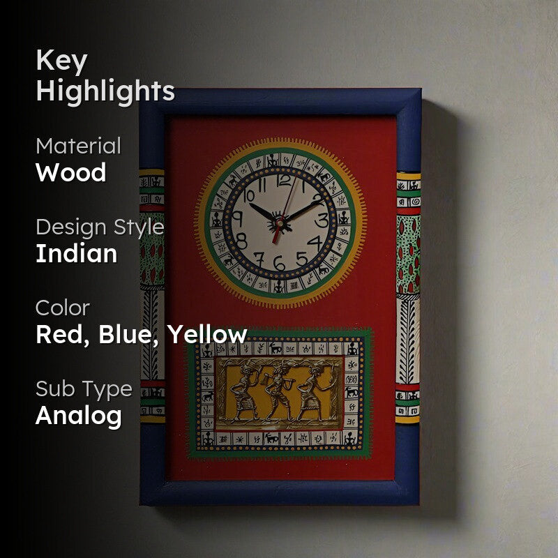 Sanjoya Warli Wall Clock - Red media 2