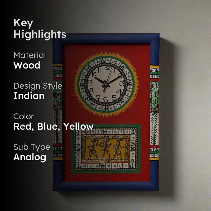 Sanjoya Warli Wall Clock - Red media 2