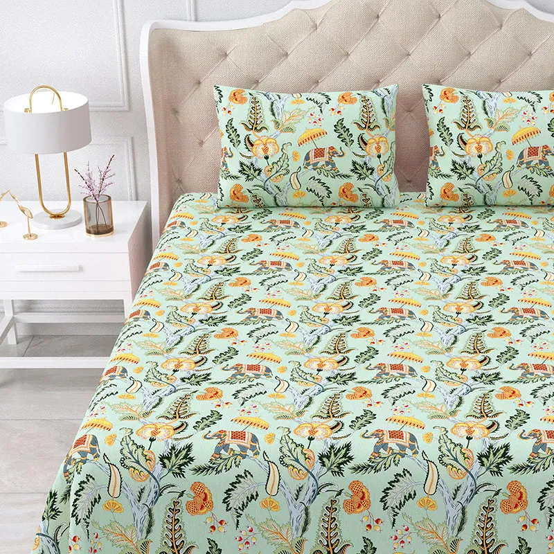 Minevra Floral Cotton Bedsheet (Yellow & Green) - 160 TC media 3