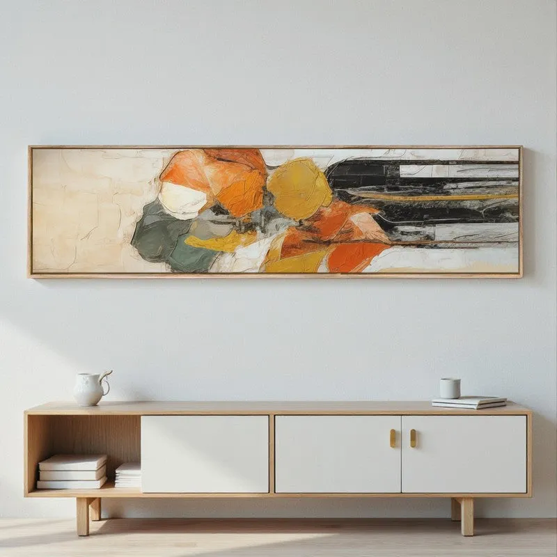 Tangerine Dreams Abstract Canvas Wall Art With Frame - Orange media 1