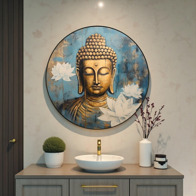 Bodhi Meditation Canvas Wall Art - Blue & Brown media 2