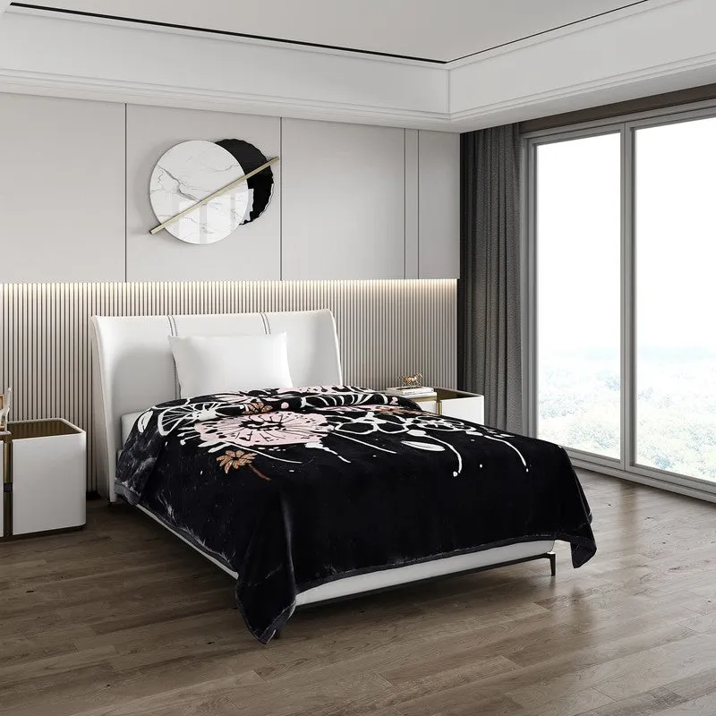 Monte Carlo Midnight Blossom Blanket (Black) - 850 GSM media 1