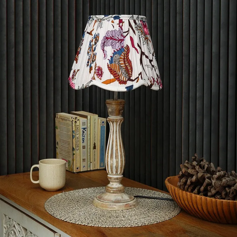 Meadowrust Wooden Base Cotton Table Lamp - Multicolor media 3