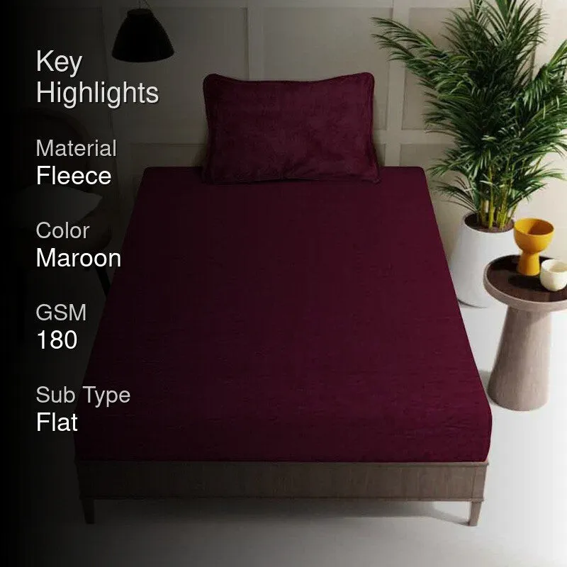 Gentle Rest Fleece Bedsheet (Maroon) - 180 GSM media 2