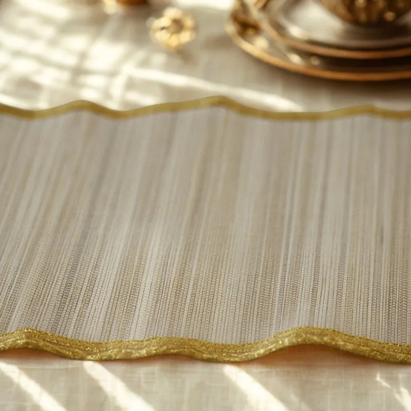Dining Flow Bamboo Table Runner - Beige,Gold media 4