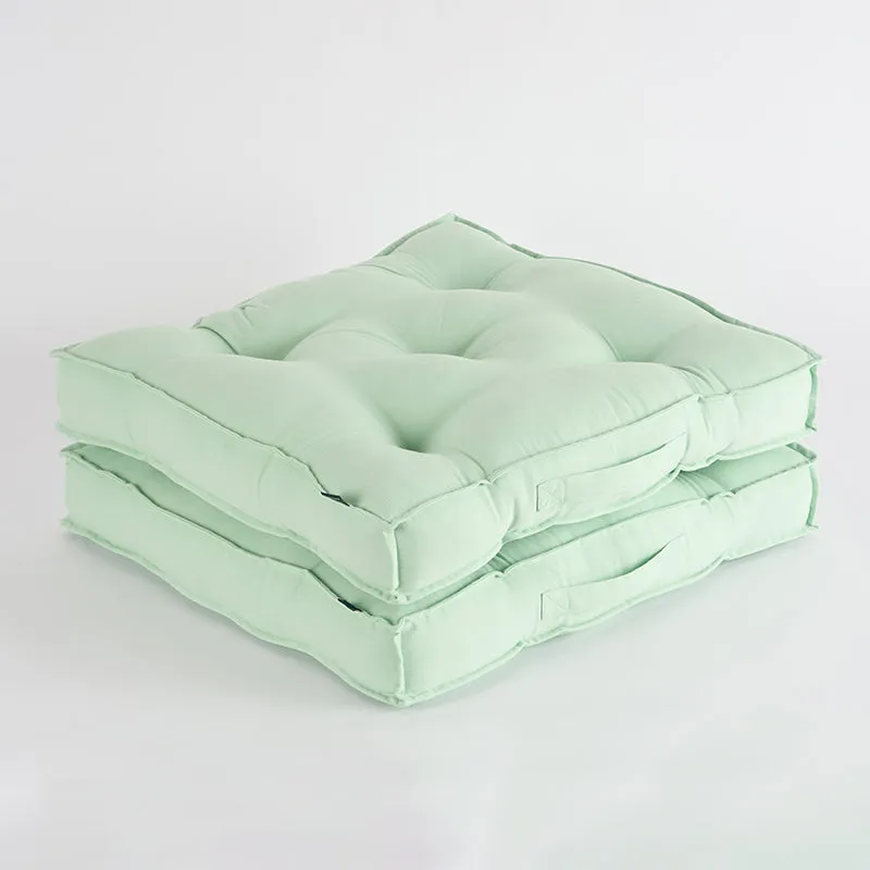 Cushflow Solid Cotton Floor Cushion (Sage Green) - Set Of Two media 4