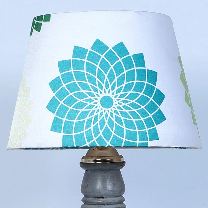 Akari Bantu Printed Mango Wood Table Lamp - Blue,White,Green media 4