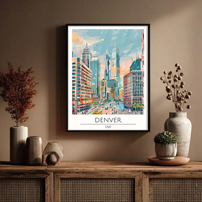 Vintage Denver Framed Canvas Wall Painting media 3