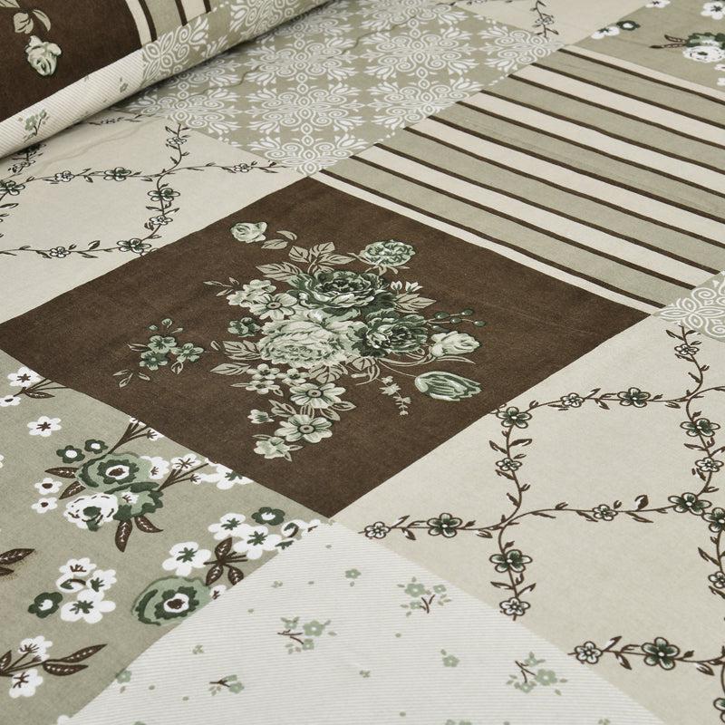 Moorah Cotton Bedsheet (Olive Green,White) - 160 TC media 5