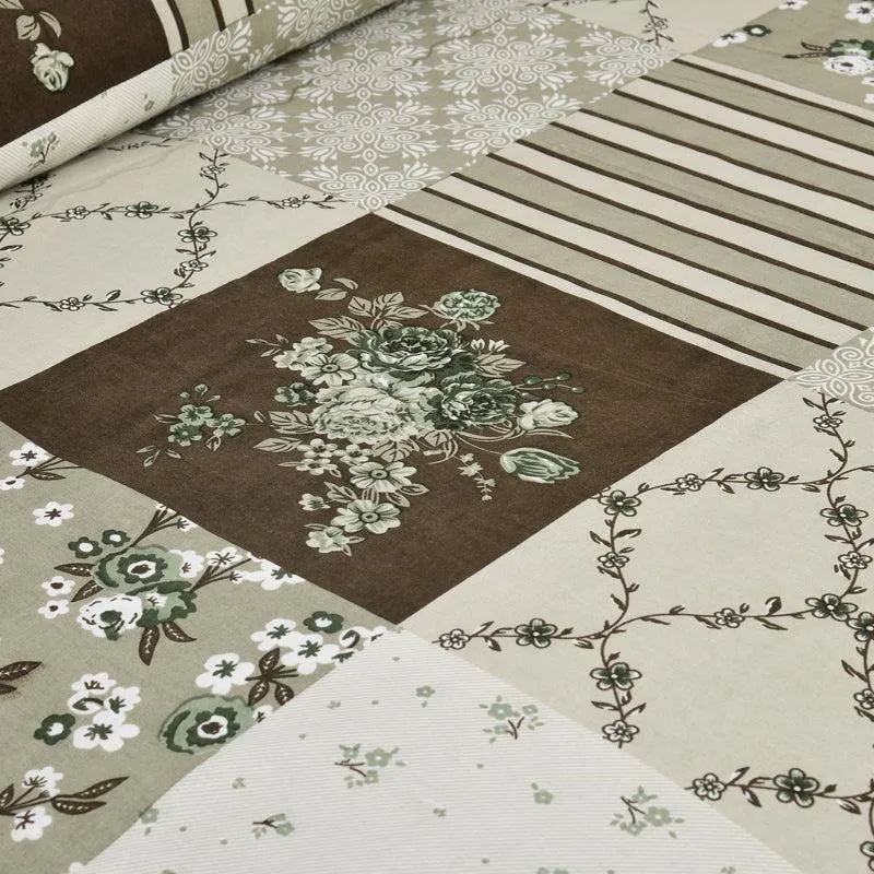 Moorah Cotton Bedsheet (Olive Green,White) - 160 TC media 5