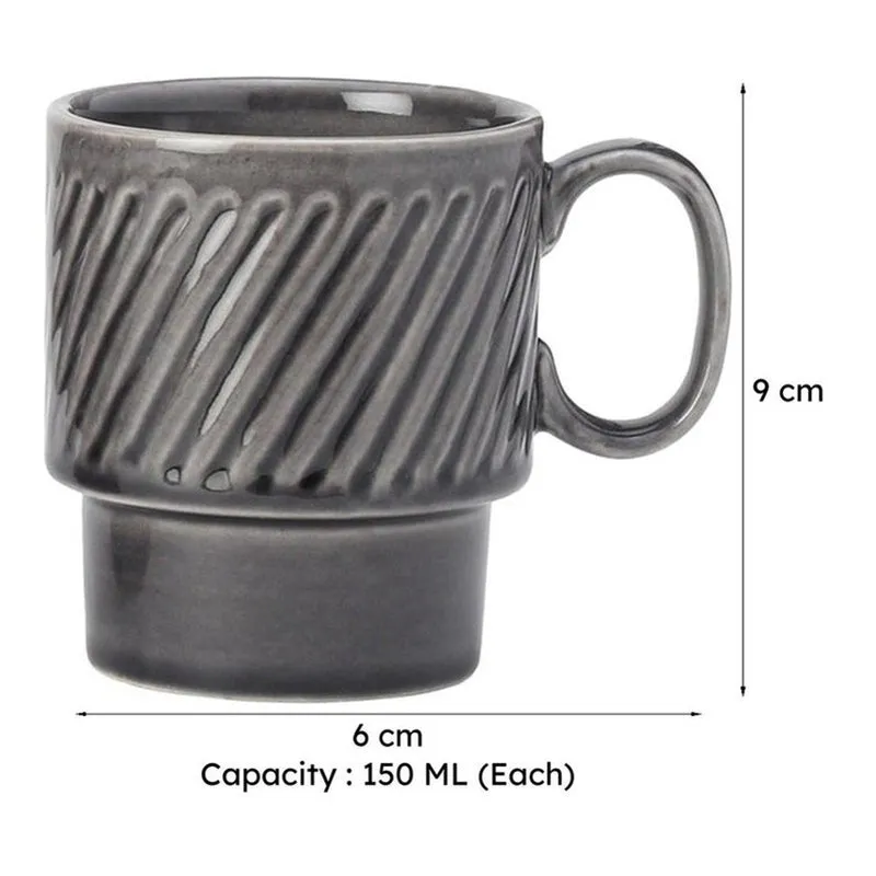 Monolith Ash Grey Ceramic Mug (150 mL Each) - Set Of Four media 8