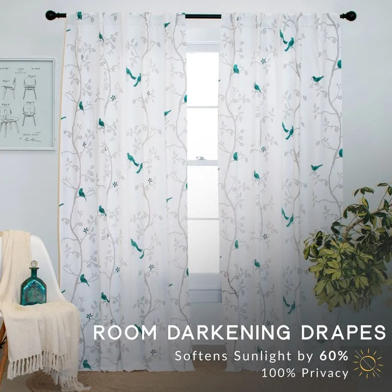 Tranquebar Home Nature Wings Cotton Curtains(Blue) - Set Of Two media 4