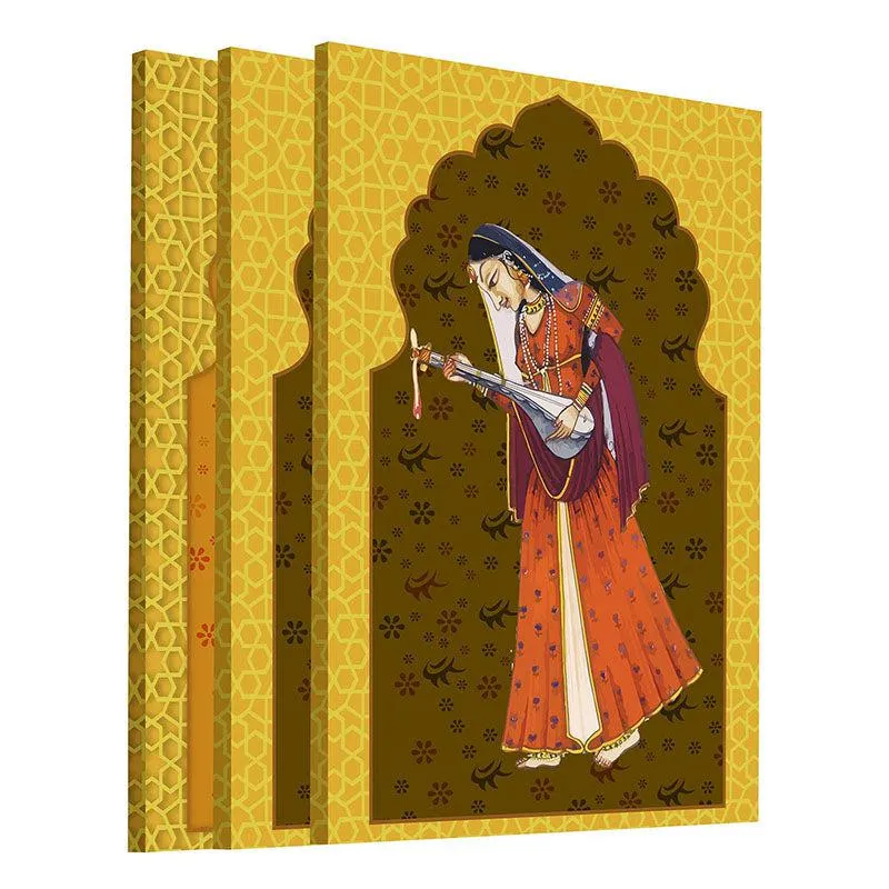 Mohini Natya Canvas Wall Painting - Set Of Three media 3