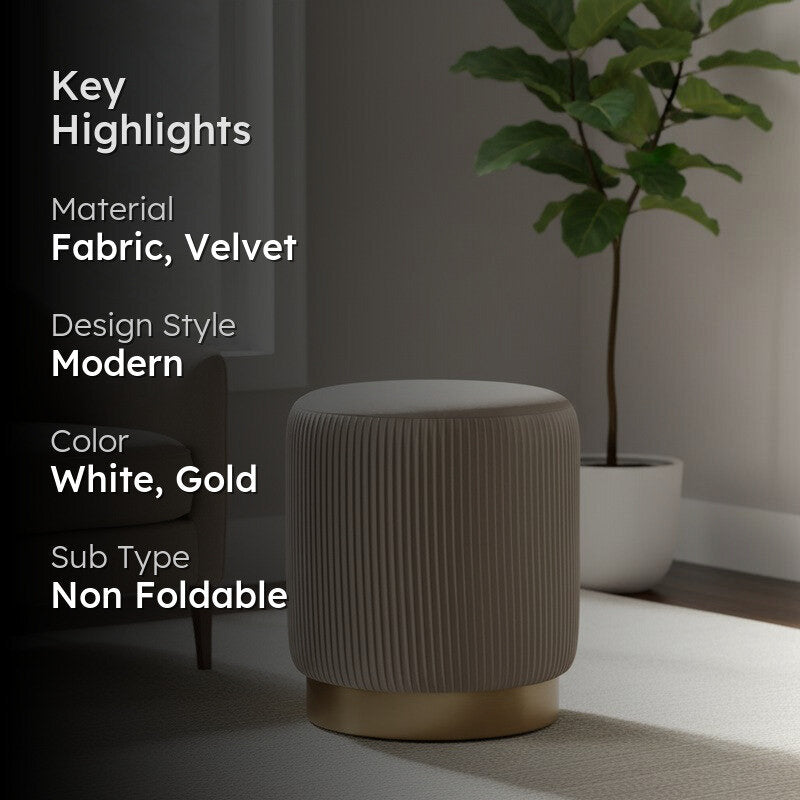 Lunaro Cushiq Ottoman - White & Gold media 2