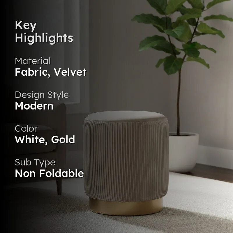 Lunaro Cushiq Ottoman - White & Gold media 2