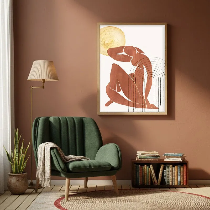 Embrace of Silence Canvas Wall Painting With Brown Frame media 1