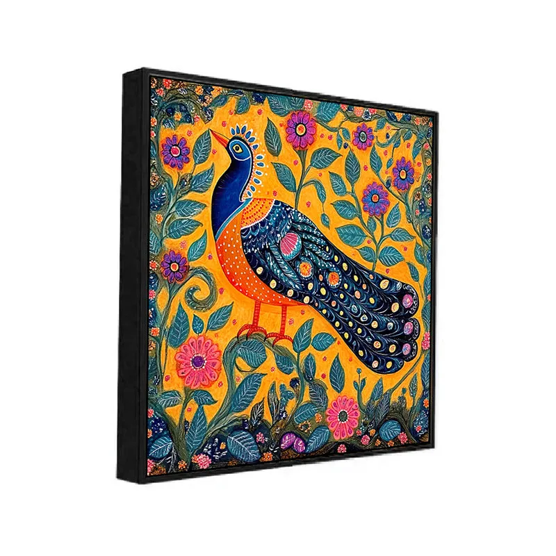 Mayura Trance Canvas Wall Painting With Frame - Black media 3