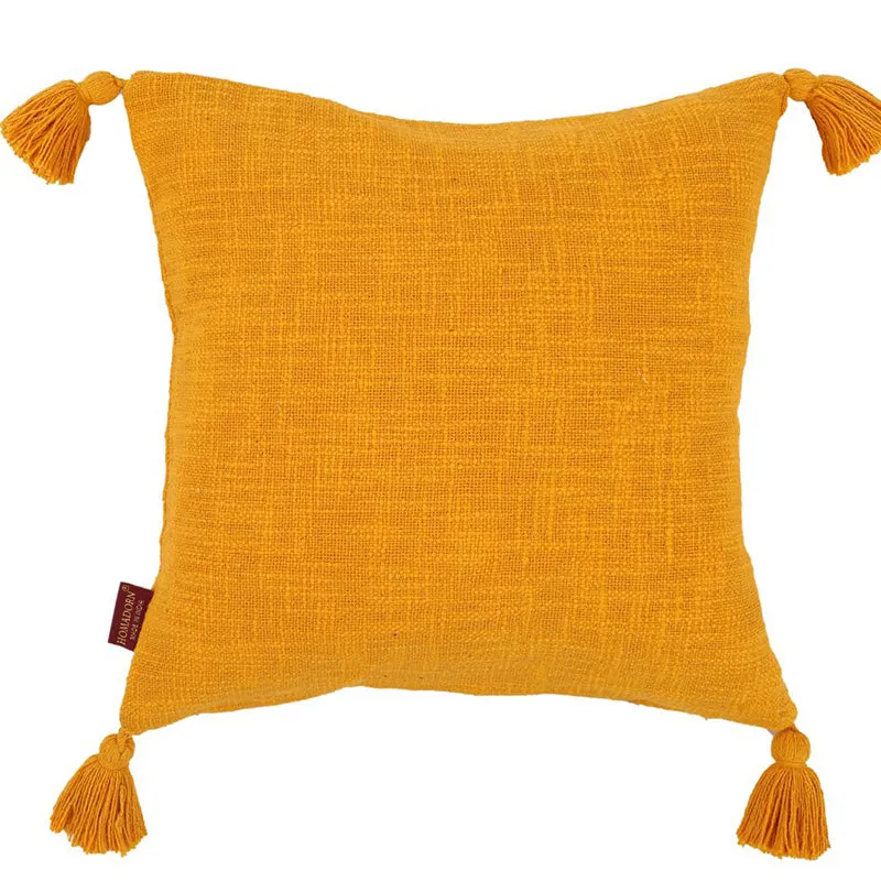 Claira Solid Cushion Cover (Mustard Yellow) - Set Of Two media 8