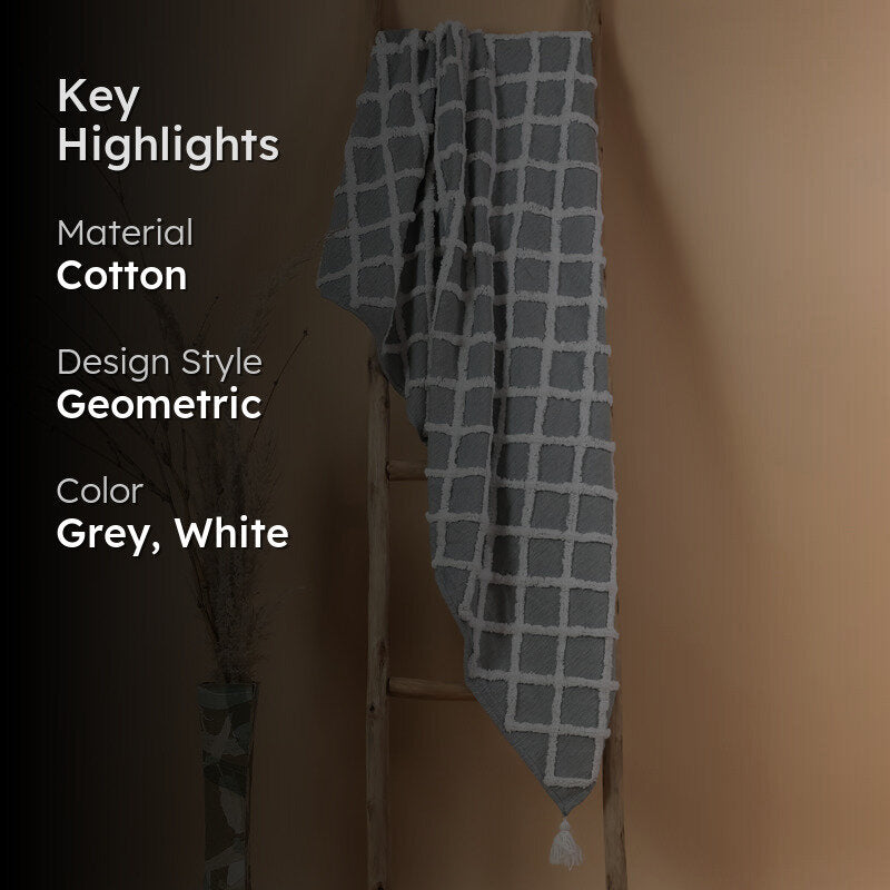 Grid Tuft Cotton Throw media 2
