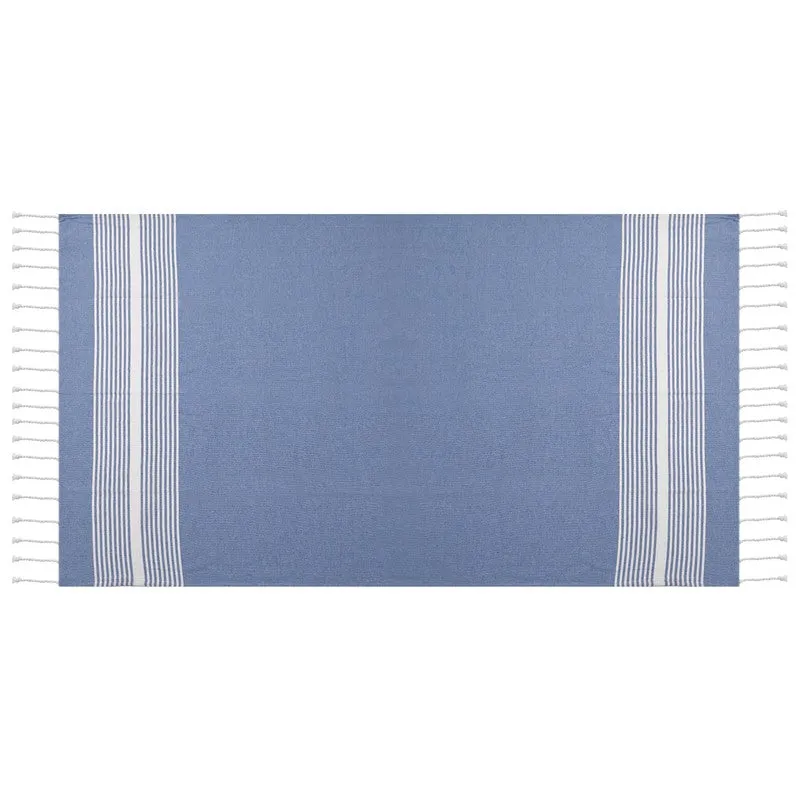 Loomera Striped Cotton Bath Towels (Light & Dark Blue) - Set Of Two media 6