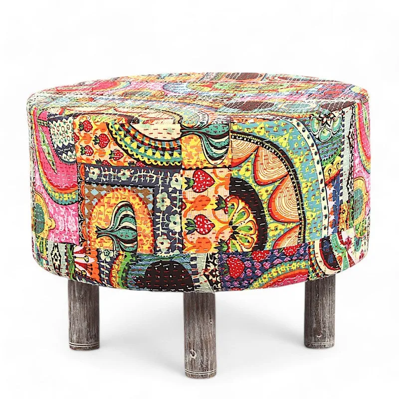Jrixon Sheesham Wooden Ottomans - Multicolor media 4