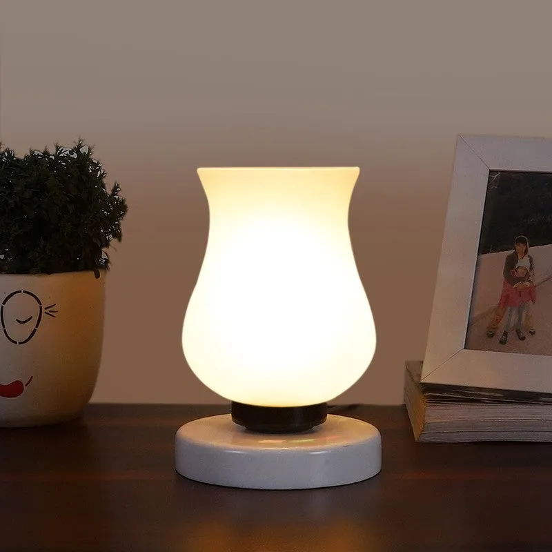 Milkyway Glass Table Lamp With Wooden Base - White media 3