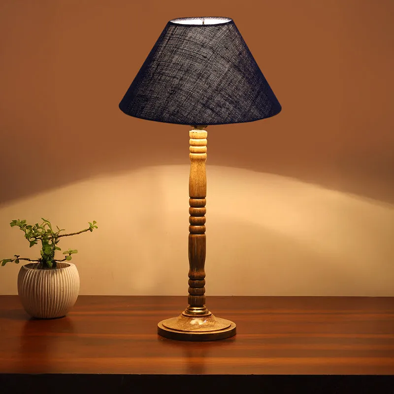 Loft Gleam Table Lamp With Carved Wooden Base - Black,Brown media 2